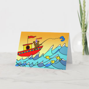 3rd Birthday for Child Party Bear Fishing Card