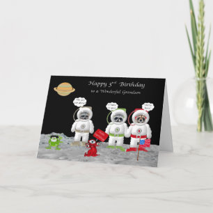 3rd Birthday For Grandson Greeting Cards