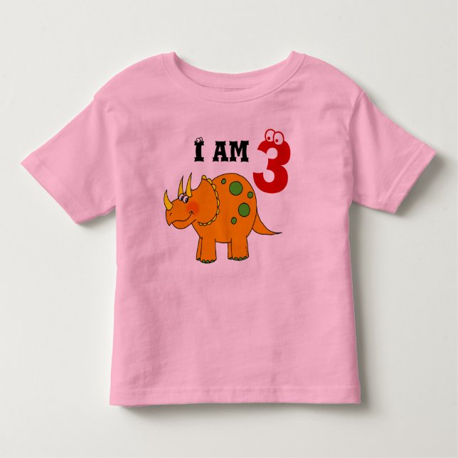 3rd birthday gift, dinosaur triceratops toddler T-Shirt (Front)