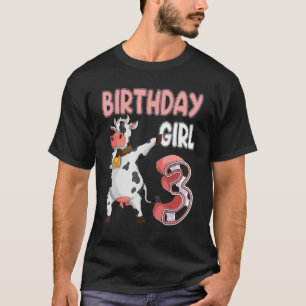 3rd Birthday Girl Cow 3 years old Girl Cow Farm ba T-Shirt