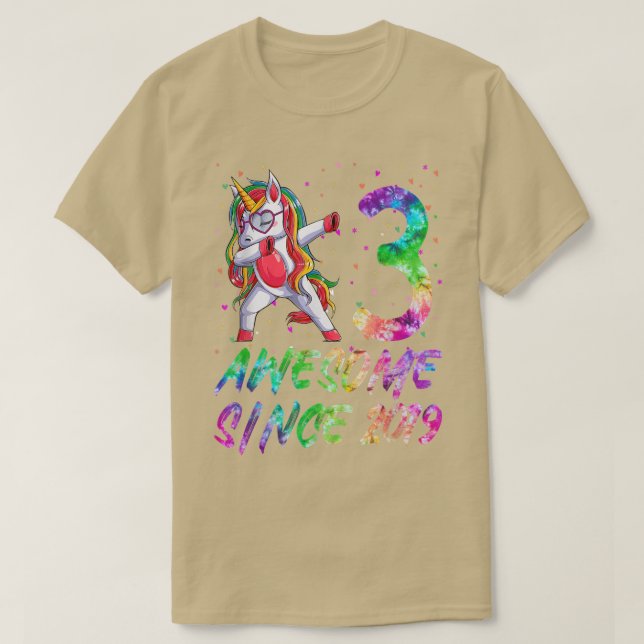 3rd Birthday Girl Dabbing Unicorn 3 Years Old Unic T-Shirt (Design Front)