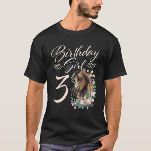 3rd Birthday Girl Horse 3 Years Old Bday T-Shirt