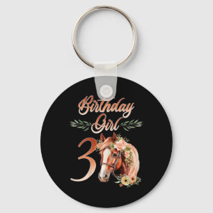 3rd Birthday Girl Horseback Riding 3 Years Birthda Key Ring