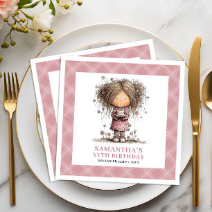 3rd Birthday Girl Party Whimsical Funny Pink Napkin
