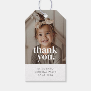 3rd Birthday Girl Photo Thank You Gift Tags