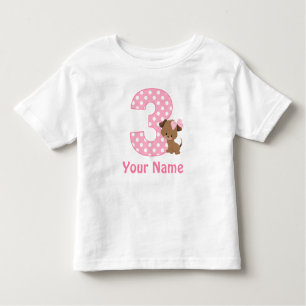 3rd Birthday Girl Puppy Personalised T Shirt