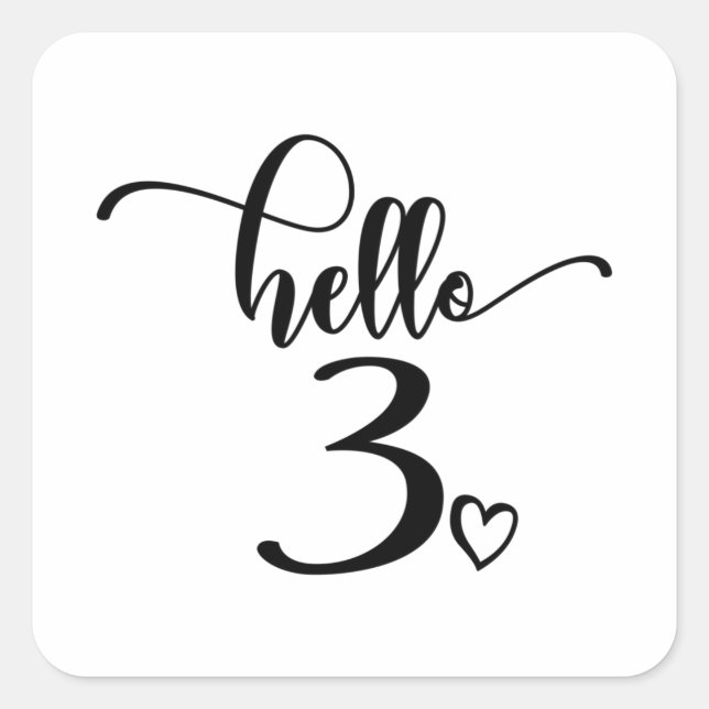 3rd Birthday Girls Hello Three Cute 3 Years Old Square Sticker (Front)
