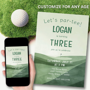 3rd Birthday Golf Par-tee Watercolor Any Age Invitation