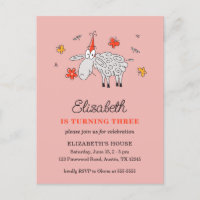 3rd Birthday Hat Cartoon Cute Sheep Flower Lamb