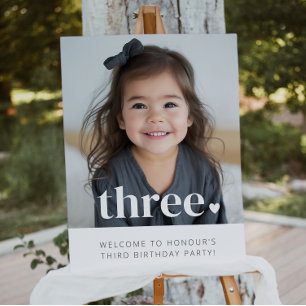 3rd Birthday Heart Photo Welcome Sign