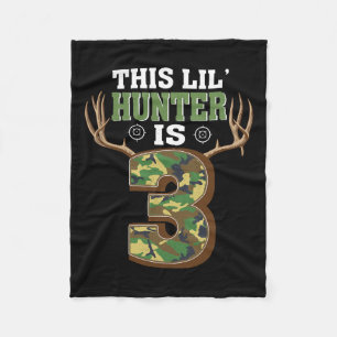 3rd Birthday Hunting Deer 3 Year Old Hunter  Fleece Blanket