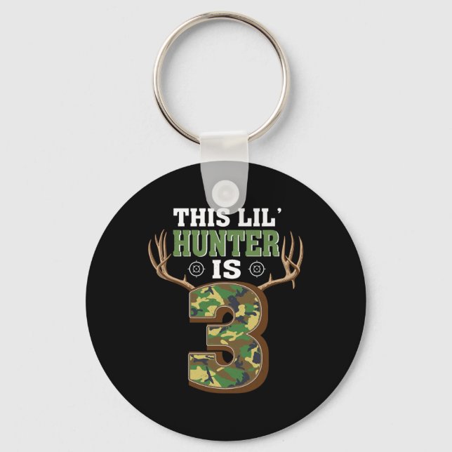3rd Birthday Hunting Deer 3 Year Old Hunter  Key Ring (Front)
