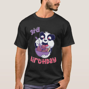 3Rd Birthday Ice Cream Panda Party Theme T-Shirt