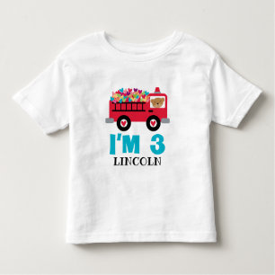 3rd Birthday Im 3 Fire Truck Toddler T-Shirt