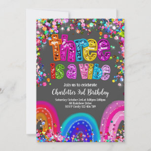 3rd Birthday Invitation Girls Sparkle Party