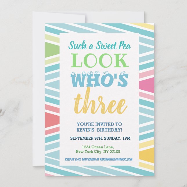 3rd Birthday Invitation Sayings (Front)