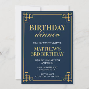 3rd birthday invitations Birthday dinner boy navy