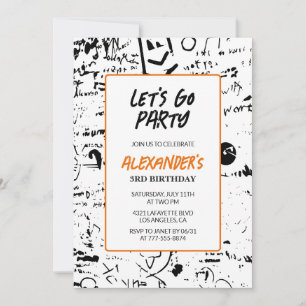 3rd birthday invitations Boy Graffiti Paint Party