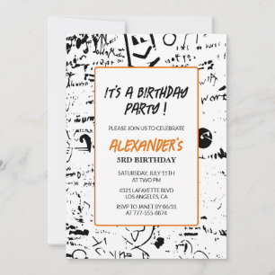3rd birthday invitations Boy Graffiti Party Paint