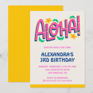 3rd birthday invitations Tropical Aloha Hawaii