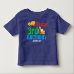 3rd Birthday Kids Construction Vehicle Party Toddler T-Shirt<br><div class="desc">A cute third birthday bodysuit for a toddler kid who likes construction vehicles and trucks. This features a yellow cement mixer and a dinner next to the words It's My 3rd Birthday and your child's name in white. A great personalised party tee for a little boy into cars.</div>