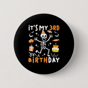 3rd birthday kids funny skeleton 3rd boo day 6 cm round badge