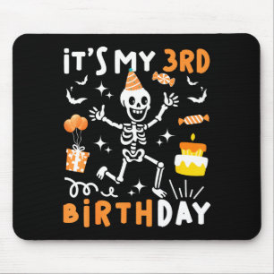 3rd birthday kids funny skeleton 3rd boo day mouse pad