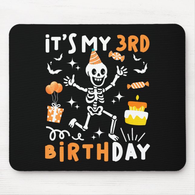 3rd birthday kids funny skeleton 3rd boo day mouse pad (Front)