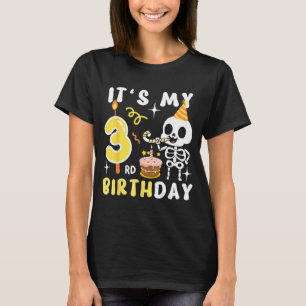 3rd Birthday Kids Skeleton Halloween Funny 3rd T-Shirt