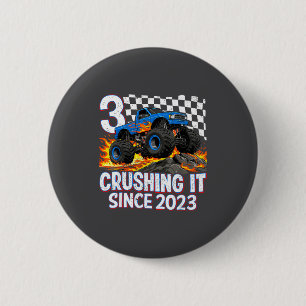 3rd Birthday Monster Truck 3 Year Old Boys Party B 6 Cm Round Badge