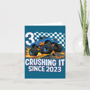 3rd Birthday Monster Truck 3 Year Old Boys Party B Card