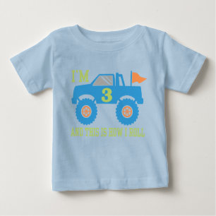 3rd Birthday Monster Truck Baby T-Shirt