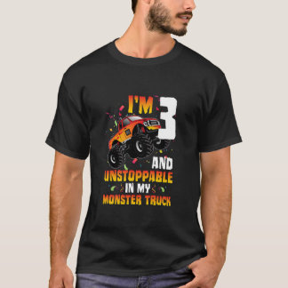 3rd Birthday Monster Truck Boys Party 3 Year Old K T-Shirt