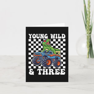 3rd Birthday Monster Truck Young Wild And Three 3  Card