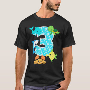 3rd Birthday Party 3 Year Old Sea Fish Aquarium Bi T-Shirt