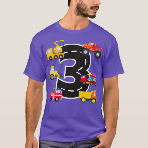 3rd Birthday Party 3 Year Old Trucks Birthday Boy T-Shirt