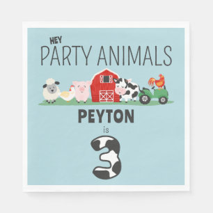 3rd Birthday Party Animals Farm Birthday Kids Napkin