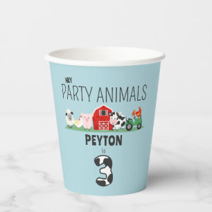3rd Birthday Party Animals Farm Birthday Kids Paper Cups