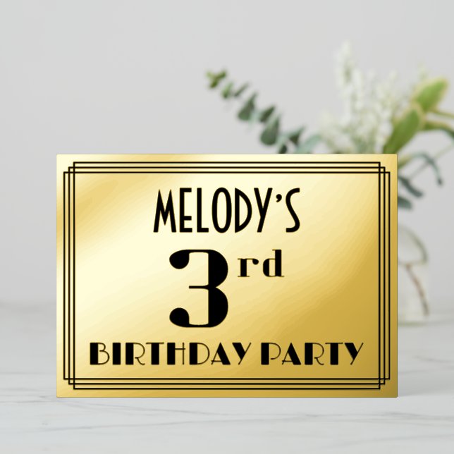 3rd Birthday Party: Art Deco Look “3” and Name (Standing Front)