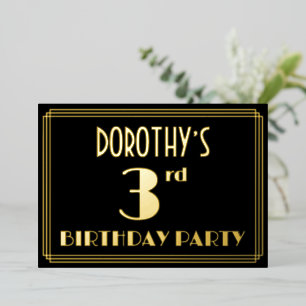 3rd Birthday Party: Art Deco Look “3”, w/ Name