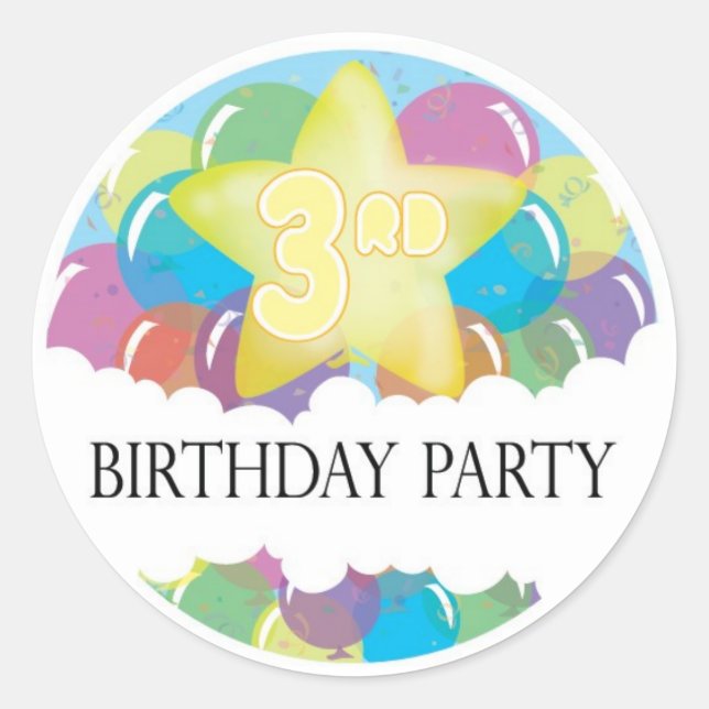 3rd Birthday Party Celebration Sticker (Front)