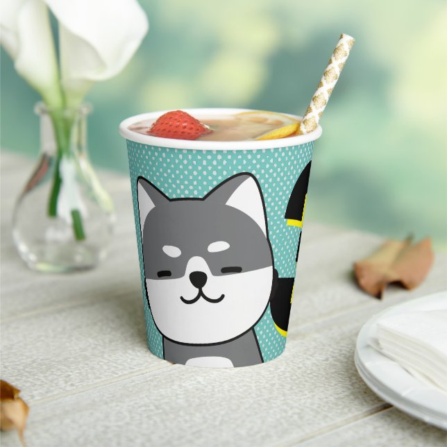 3rd Birthday Party Cute Shiba Inu Puppy Angel Paper Cups (Insitu)