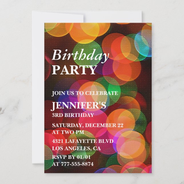 3rd Birthday Party Invitation Confetti Sparkle (Front)