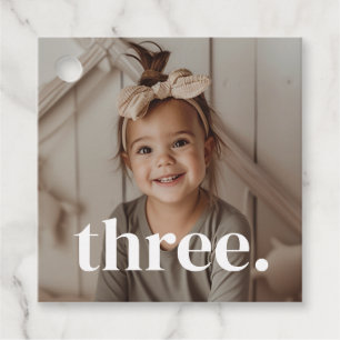 3rd Birthday Photo - three Favour Tags
