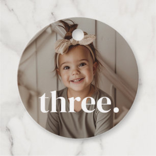3rd Birthday Photo - three Favour Tags