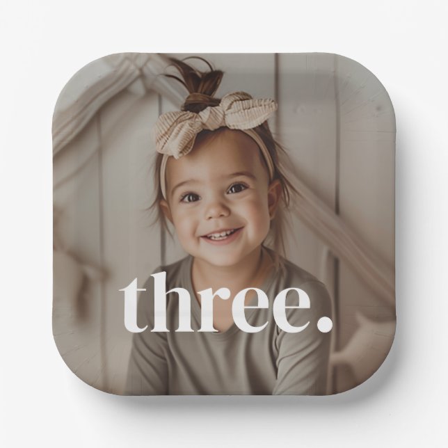 3rd Birthday Photo - three Paper Plate (Front)