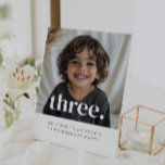 3rd Birthday Photo Welcome Sign<br><div class="desc">A modern 3rd Birthday Birthday Welcome Sign with space to add your own photo and the word 'three.' over the top. You can also change the 'three' to any other word,  name or number if you prefer.</div>