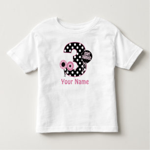 3rd Birthday Pink Black Dots Personalised T-shirt