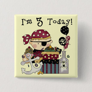 3rd Birthday Pirate Tshirts and Gifts 15 Cm Square Badge