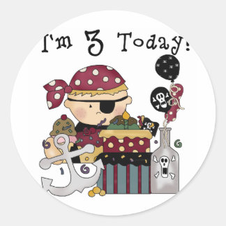 3rd Birthday Pirate Tshirts and Gifts Classic Round Sticker